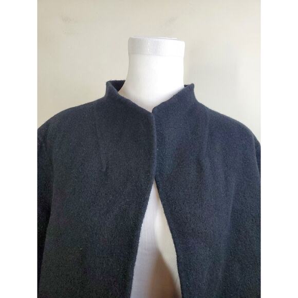 EILEEN FISHER Womens 2X Jacket Black Wool Blend Coat Plus Size Colorblock - Picture 3 of 12